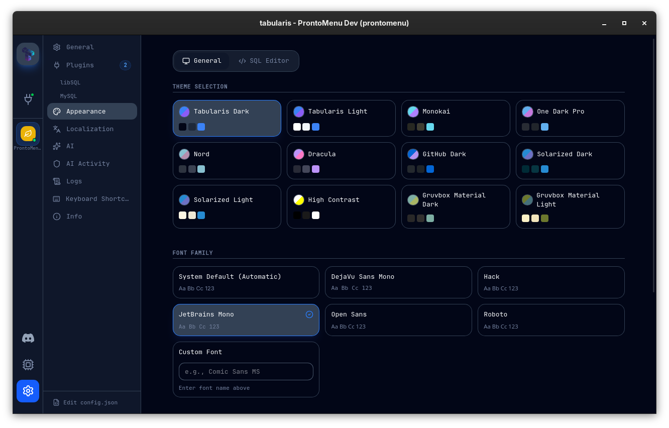 Theme management screen with preset appearance options